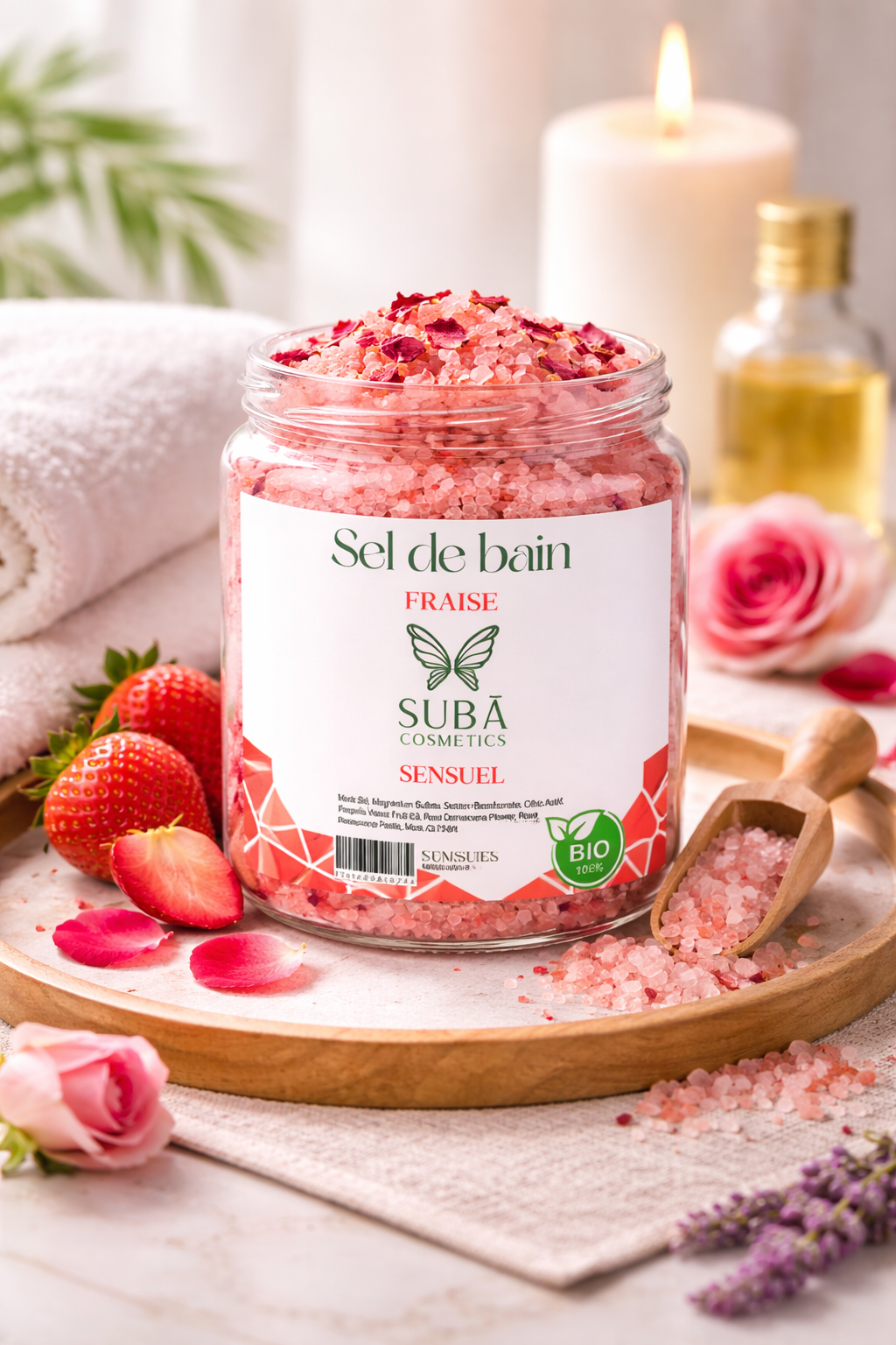 Sel de bain à la fraise